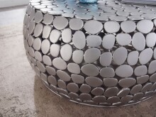 Couchtisch Metall Silber Sofatisch Ø 66 cm Tisch Wohnzimmertisch Rund