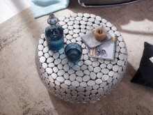 Couchtisch Metall Silber Sofatisch Ø 66 cm Tisch Wohnzimmertisch Rund