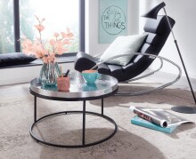Couchtisch Metall Hammerschlag Sofatisch Ø 62 cm Wohnzimmertisch Silber