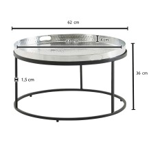 Couchtisch Metall Hammerschlag Sofatisch Ø 62 cm Wohnzimmertisch Silber