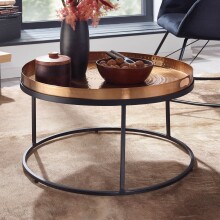 Couchtisch Metall Hammerschlag Sofatisch Ø 62 cm Wohnzimmertisch Gold