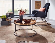 Couchtisch Metall Hammerschlag Sofatisch Ø 62 cm Wohnzimmertisch Gold