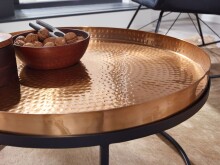 Couchtisch Metall Hammerschlag Sofatisch Ø 62 cm Wohnzimmertisch Gold