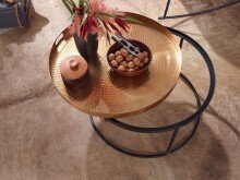 Couchtisch Metall Hammerschlag Sofatisch Ø 62 cm Wohnzimmertisch Gold