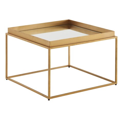 Couchtisch Glas Spiegel 60x60x41cm Sofatisch Wohnzimmertisch Gold Tisch