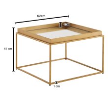 Couchtisch Glas Spiegel 60x60x41cm Sofatisch Wohnzimmertisch Gold Tisch