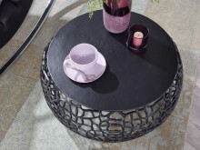 Couchtisch Metall Schwarz Sofatisch Ø 66 cm Tisch Wohnzimmertisch Rund