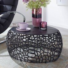 Couchtisch Metall Schwarz Sofatisch Ø 66 cm Tisch Wohnzimmertisch Rund