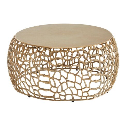 Couchtisch Metall Gold Sofatisch Ø 66 cm Tisch Wohnzimmertisch Rund