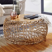 Couchtisch Metall Gold Sofatisch Ø 66 cm Tisch Wohnzimmertisch Rund