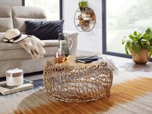 Couchtisch Metall Gold Sofatisch Ø 66 cm Tisch Wohnzimmertisch Rund