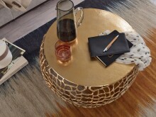 Couchtisch Metall Gold Sofatisch Ø 66 cm Tisch Wohnzimmertisch Rund