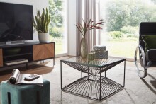 Couchtisch Glas 55x55x36 cm Sofatisch Wohnzimmertisch Tisch Quadratisch