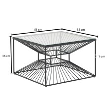 Couchtisch Glas 55x55x36 cm Sofatisch Wohnzimmertisch Tisch Quadratisch
