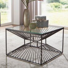 Couchtisch Glas 55x55x36 cm Sofatisch Wohnzimmertisch Tisch Quadratisch