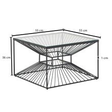 Couchtisch Glas 55x55x36 cm Sofatisch Wohnzimmertisch Tisch Quadratisch