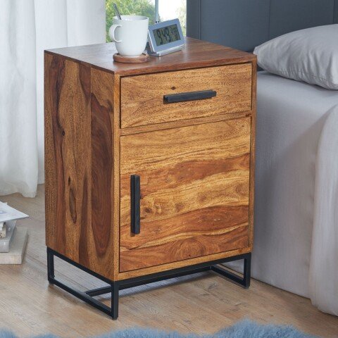 Nachttisch Boxspringbett Massivholz 45x35x65 cm Nachtkommode Schublade