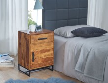 Nachttisch Boxspringbett Massivholz 45x35x65 cm Nachtkommode Schublade