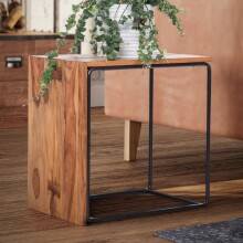 Beistelltisch Anstelltisch Massivholz Metall 45x30x45 cm Abstelltisch