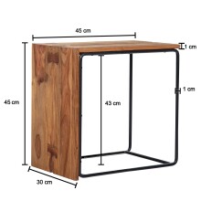 Beistelltisch Anstelltisch Massivholz Metall 45x30x45 cm Abstelltisch
