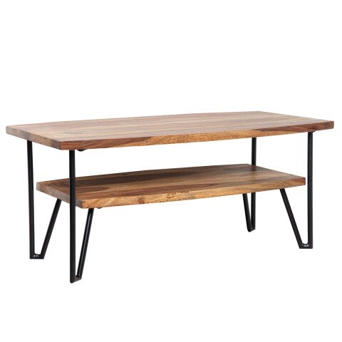 Couchtisch 90x50x40 cm Sofatisch Sheesham Massivholz Tisch mit Stauraum