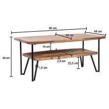 Couchtisch 90x50x40 cm Sofatisch Sheesham Massivholz Tisch mit Stauraum