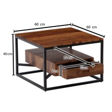 Couchtisch Sofatisch Massivholz 60x60x40 cm Wohnzimmertisch Tisch Eckig