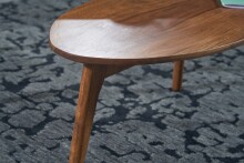 Couchtisch 2er Set Nierenform Holz Wohnzimmertisch Beistelltisch Braun