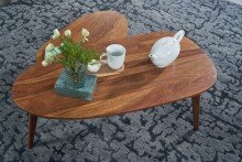 Couchtisch 2er Set Nierenform Holz Wohnzimmertisch Beistelltisch Braun