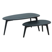 Couchtisch 2er Set Nierenform Holz Wohnzimmertisch Beistelltisch Tisch