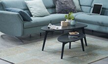 Couchtisch 2er Set Nierenform Holz Wohnzimmertisch Beistelltisch Tisch
