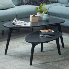Couchtisch 2er Set Nierenform Holz Wohnzimmertisch...