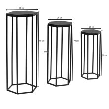 Mango Massivholz Blumentisch 3er Set Satztisch Säulentisch Dekosäule
