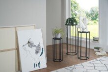 Mango Massivholz Blumentisch 3er Set Satztisch Säulentisch Dekosäule