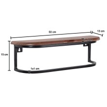 Wandregal 50x15x13 cm Massivholz Metall Hängeregal Regal Industrial
