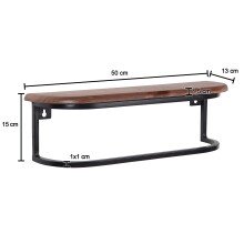 Wandregal 50x15x13 cm Massivholz Metall Hängeregal Regal Industrial