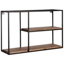 Wandregal Holz Metall 60x40x18 cm Hängeregal Regal Rechteckig Massiv