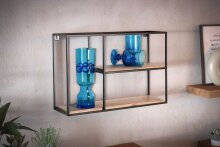 Wandregal Holz Metall 60x40x18 cm Hängeregal Regal Rechteckig Massiv