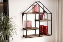 Wandregal Holz Metall 50x60x14 cm Hängeregal Regal Haus Industrial