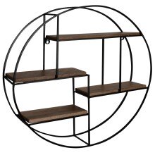 Wandregal Holz Metall 70x70x18 cm Hängeregal Regal Rund Massiv Modern