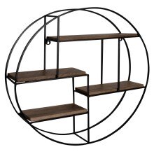 Wandregal Holz Metall 70x70x18 cm Hängeregal Regal Rund Massiv Modern