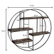Wandregal Holz Metall 70x70x18 cm Hängeregal Regal Rund Massiv Modern