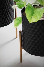 Blumentopf 2er Set Metall Pflanzenkübel Schwarz Gold Rund Pflanzgefäß