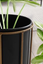 Blumentopf 2er Set Metall Pflanzenkübel Schwarz Gold Rund Pflanzgefäß