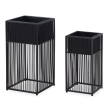 Blumentopf 2er Set Metall Pflanzenkübel Schwarz Quadratisch Pflanzgefäß
