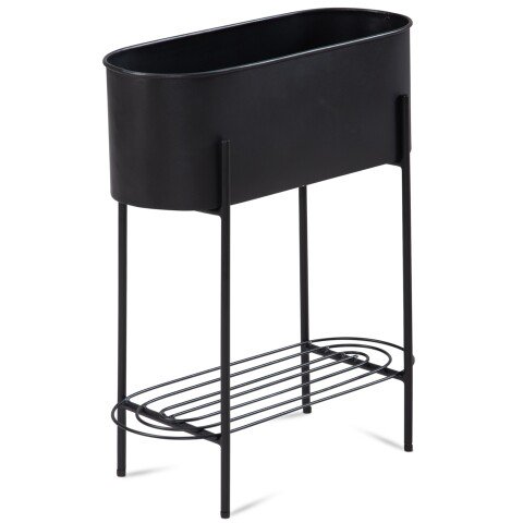 Pflanzgefäß 51x65x22 cm Metall Pflanzenkübel Schwarz Blumentopf Indoor