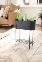 Pflanzgefäß 51x65x22 cm Metall Pflanzenkübel Schwarz Blumentopf Indoor