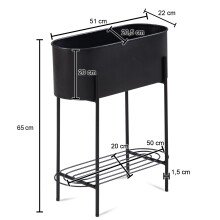 Pflanzgefäß 51x65x22 cm Metall Pflanzenkübel Schwarz Blumentopf Indoor