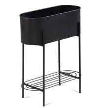 Pflanzgefäß 51x65x22 cm Metall Pflanzenkübel Schwarz Blumentopf Indoor