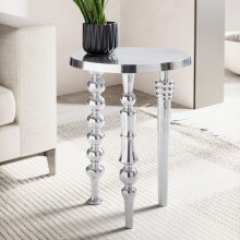 Beistelltisch Metall Silber Sofatisch 44x44x63 cm Wohnzimmertisch Rund